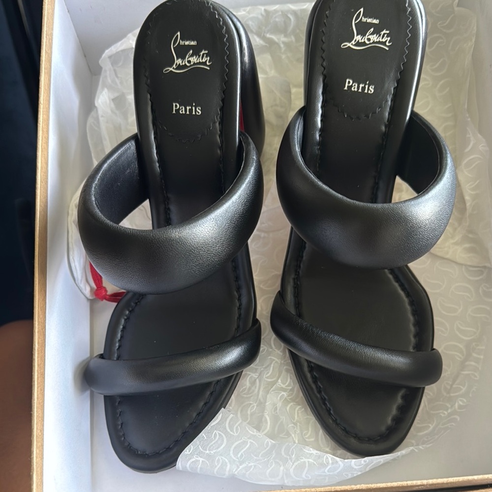 Christian Louboutin Black Heeled Mules with Chunky Heel